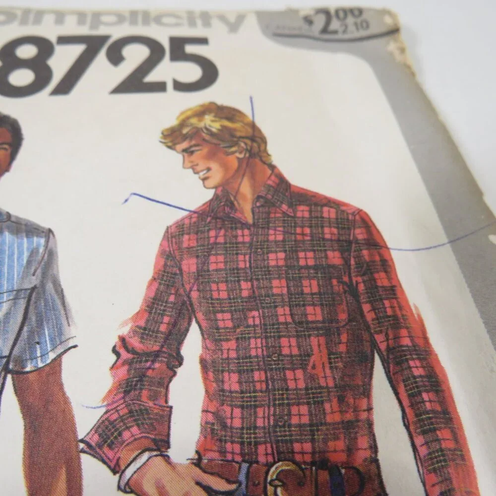 Simplicity 8725 Clothing Pattern Extra Tall Mens 38-44 Shirt UNCUT